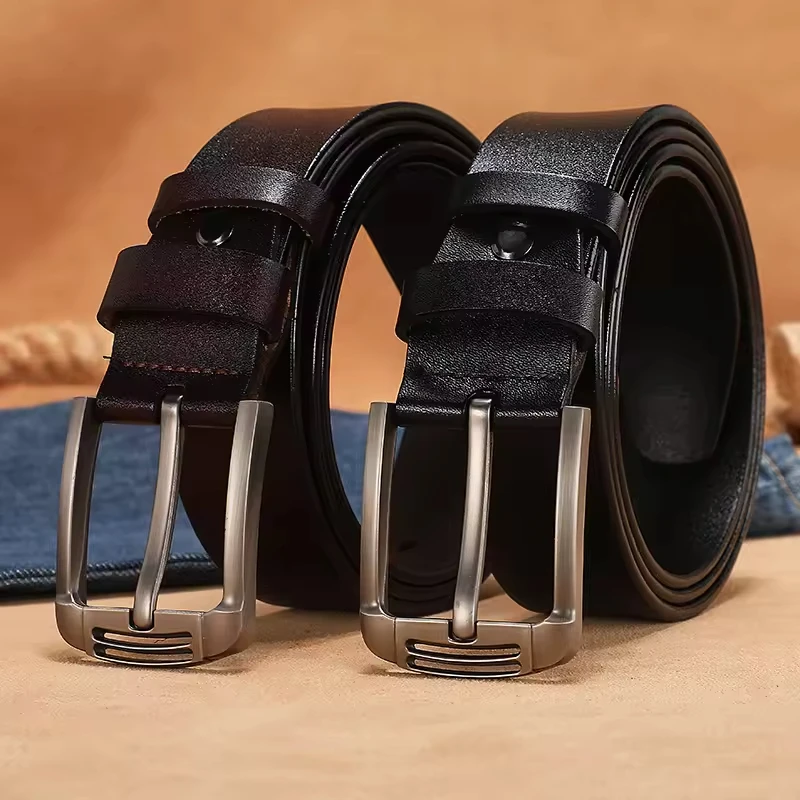 Fashion Simple 3.8CM Wide Cow Skin Men Belt Genuine Leather Belt for Men Casual Luxury Brand Design Belt Man High Quality