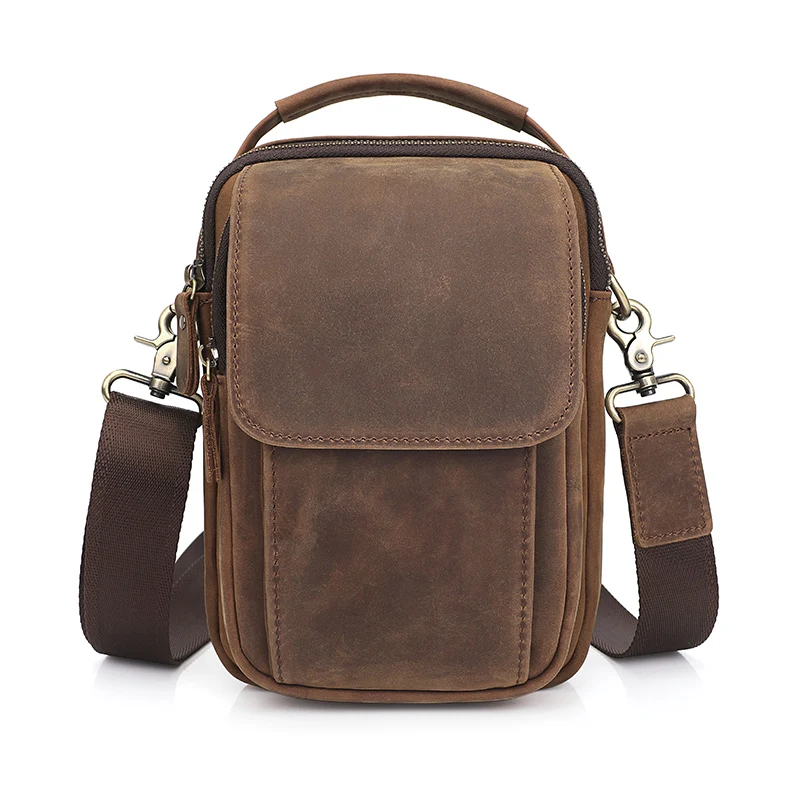 Genuine Leather Men Bags Small Shoulder Crossbody Bag Handbag for Men Everyday Casual Travel vintage leather Messenger Bag