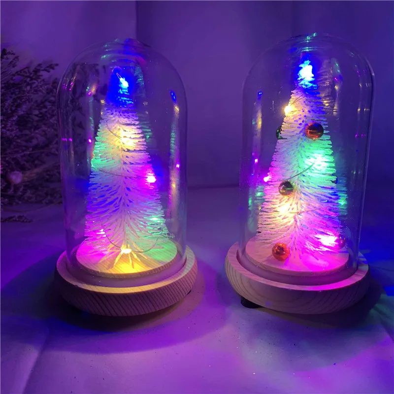 2021 LED lights bedroom ornaments christmas gifts desktop glass night light Christmas tree snow desktop gifts for Christmas