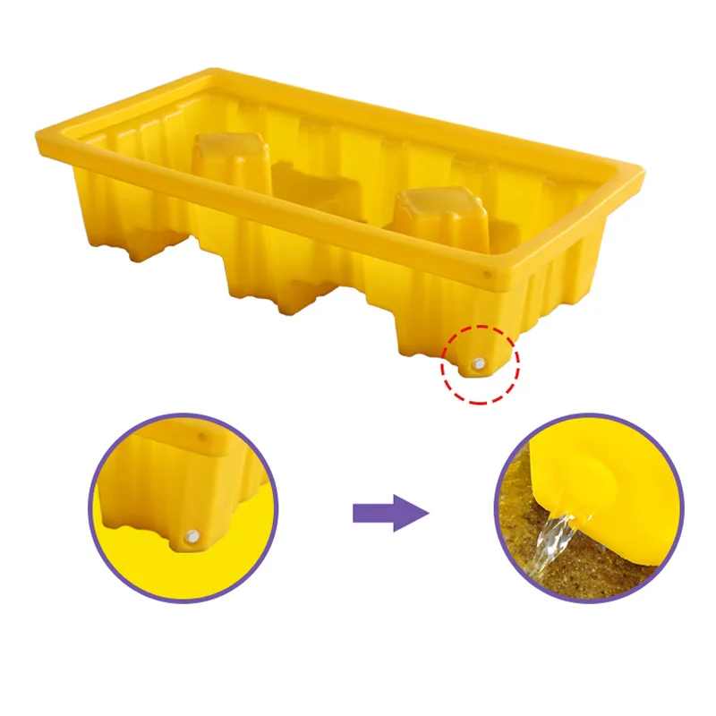plastic Industrial spill pallet IBC Spill Containment Pallets 2 drum Circulation  large capacity spill pallet with Lid