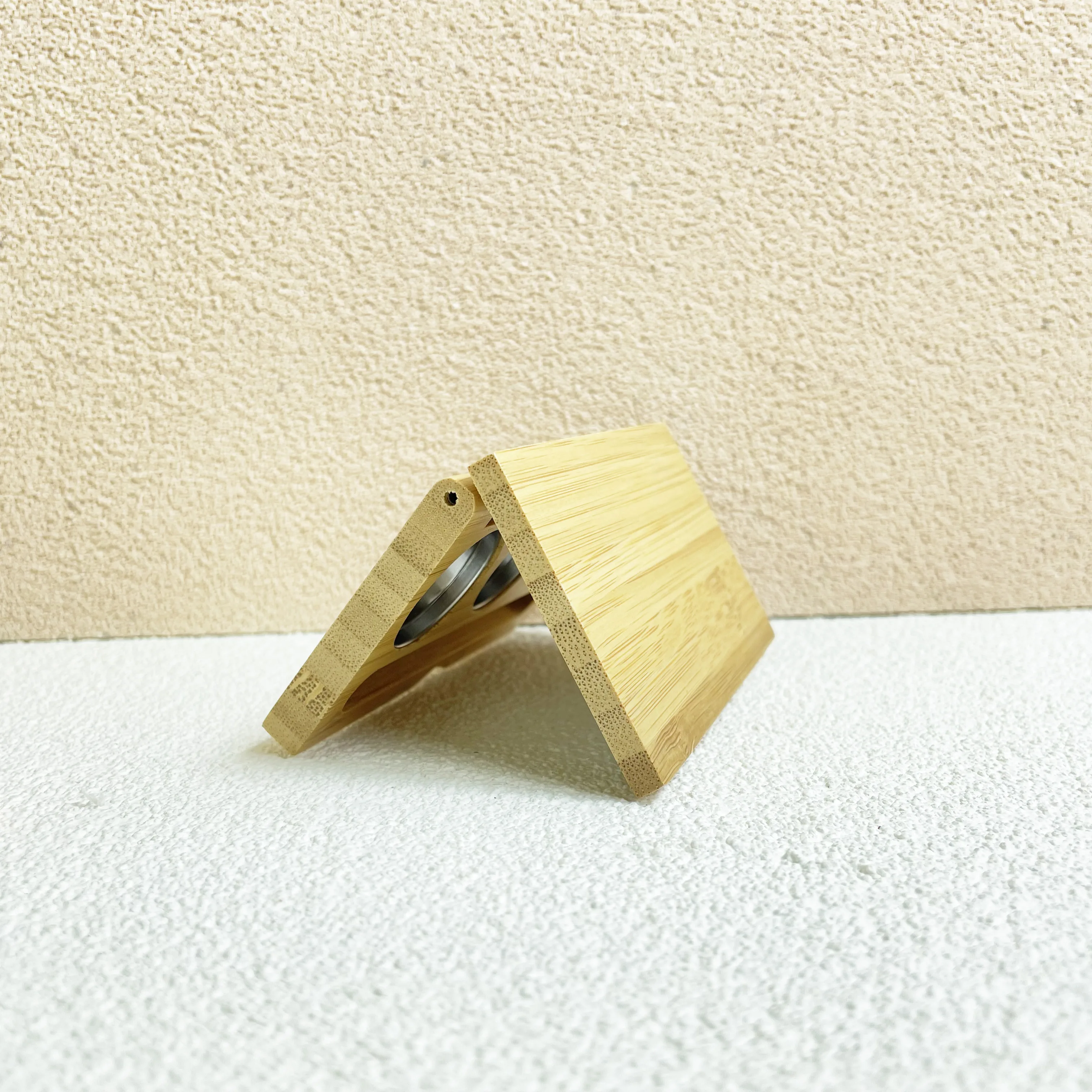 Bamboo cosmetic makeup mirror with storage box vanity mirror for bedroom table makeup mirror