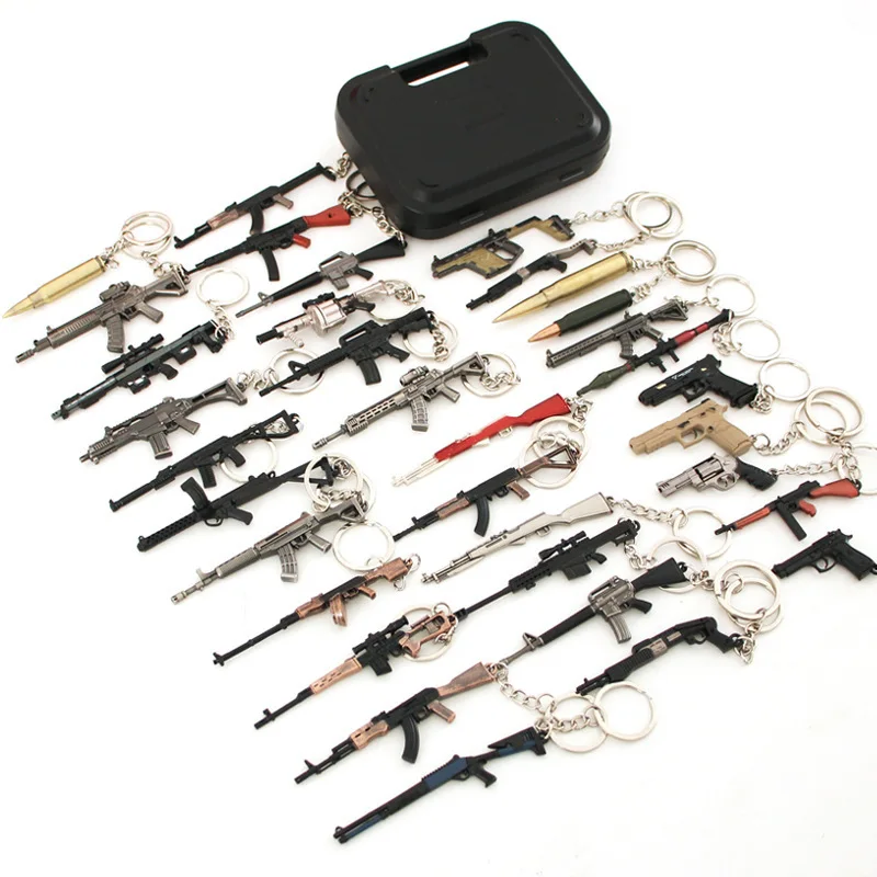 Lilangda Cool Mini Gun Model Alloy Pendant Rifle Metal Weapon Keychains Boxed Boys Men Gifts Collections Accessories