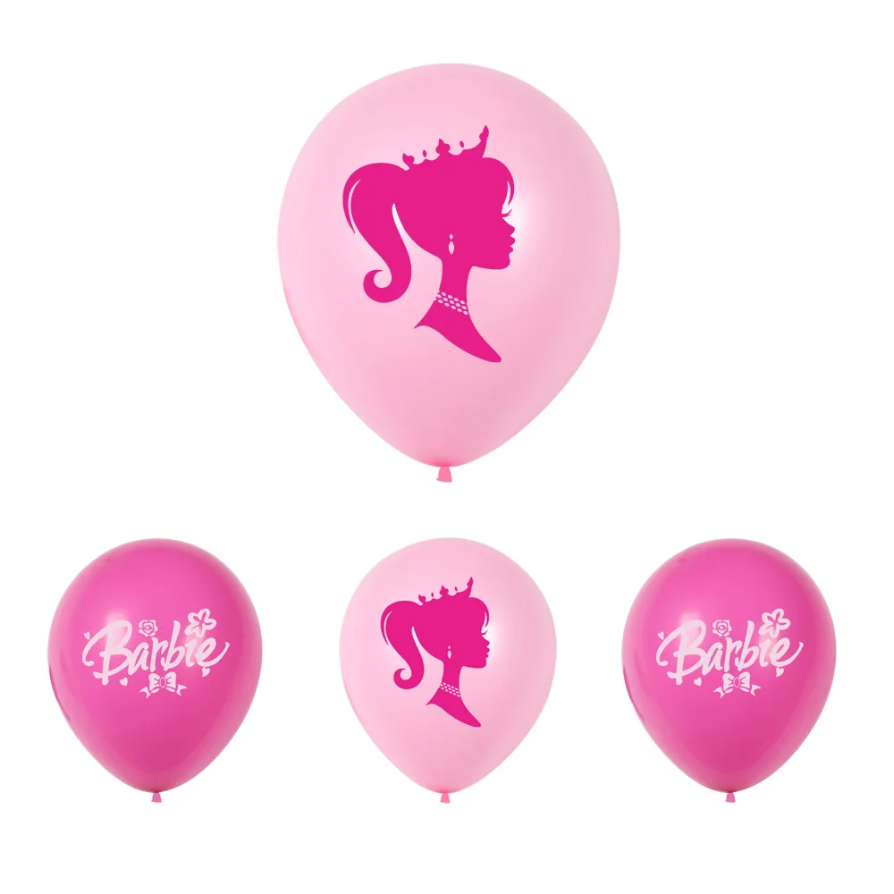 Shopee Amazon Pink Barbie Theme Balloon Party Decoration Cartoon Doll Princess Latex Balloon For Girl Party Supplies