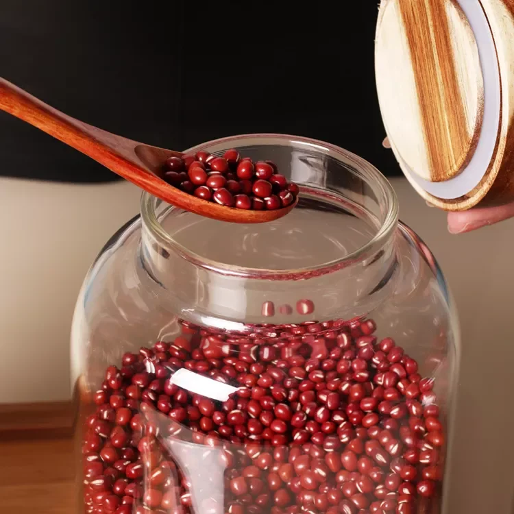 Wholesales large home high borosilicate glass jar candle jar with wooden lid