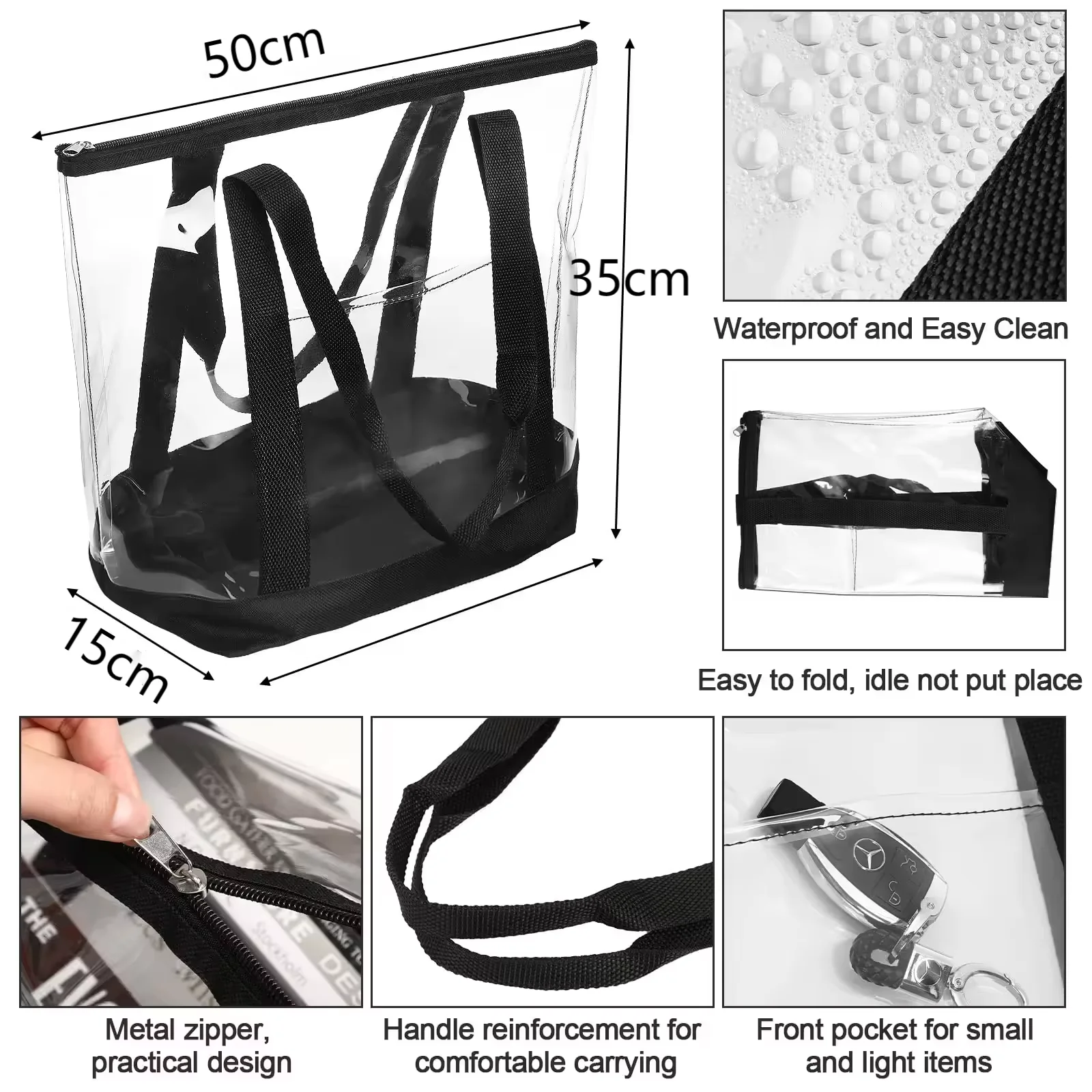 Clear Bag Transparent Vinyl PVC Tote PVC Reusable Shopping Purse for Women Eco Friendly Summer Tote Beach Handbags