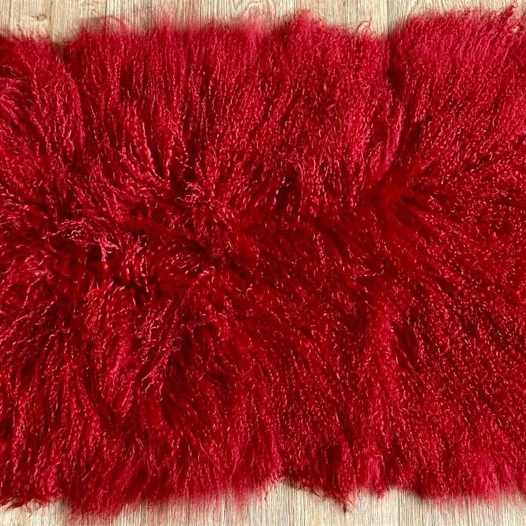 geniunes tibetan lamb fur plate blanket long curly wool rug Mongolian lamb plates Luxurious Mongolian lambskin sheepskin plate
