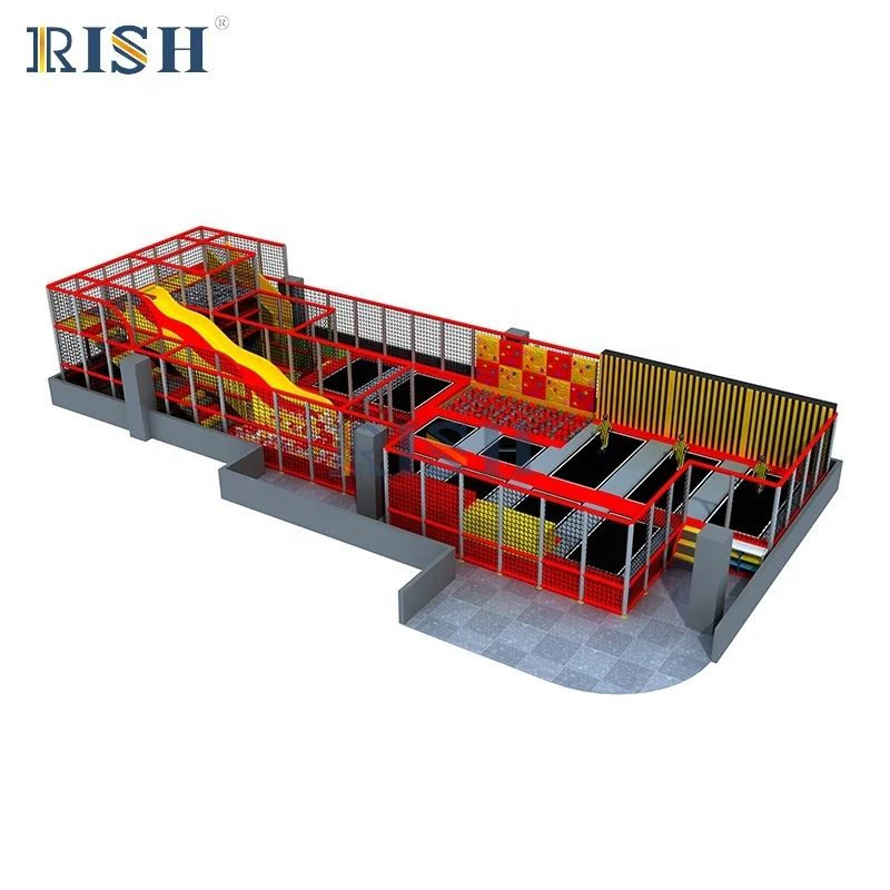 Outdoor trampoline park gymnastick trampoline mat on ground