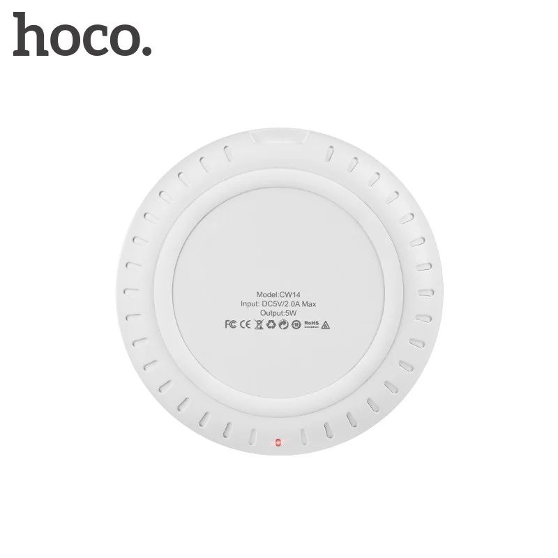 HOCO CW14 Wholesale DC 5W Universal Round Fast Charging Smart Phone Wireless Charger Pad For iPhone