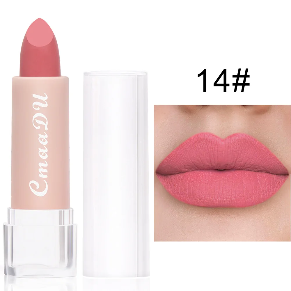 New Fashion Long Lasting Vegan Cosmetic Lipstick Kiss Proof Pink Tube Velvet Matte Lipstick for Girls