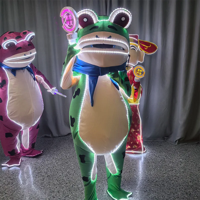 LED Dragon Year God of Wealth Cartoon Doll Costume Performance Stage Mascot Costume for Parties