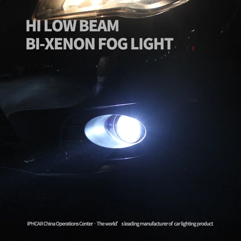 IPHCAR 2.5 Inch M611 HID Bi Xenon Fog Light With Universal Bracket High Low Beam Clear Glass H11 Xenon Bulb
