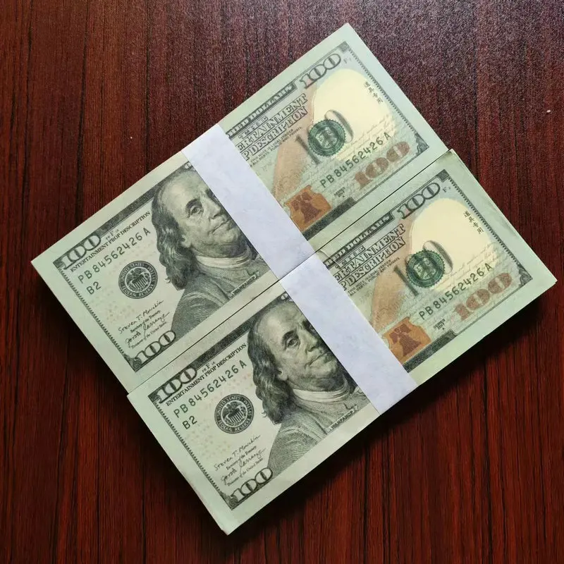 Shooting Money Wholesale 100pcs Realistic Paper Bills Toy Banknotes Prop Bill USA 100 Dollar for Wedding Atmosphere