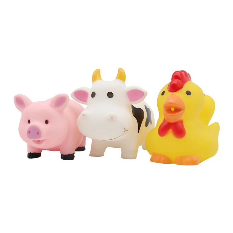 Lovely Farm for Baby Plastic Rubber Farm Animal Toys Plastic Baby Bath Set Toy PVC Unisex Horse Plastic Dairy Cow Toys