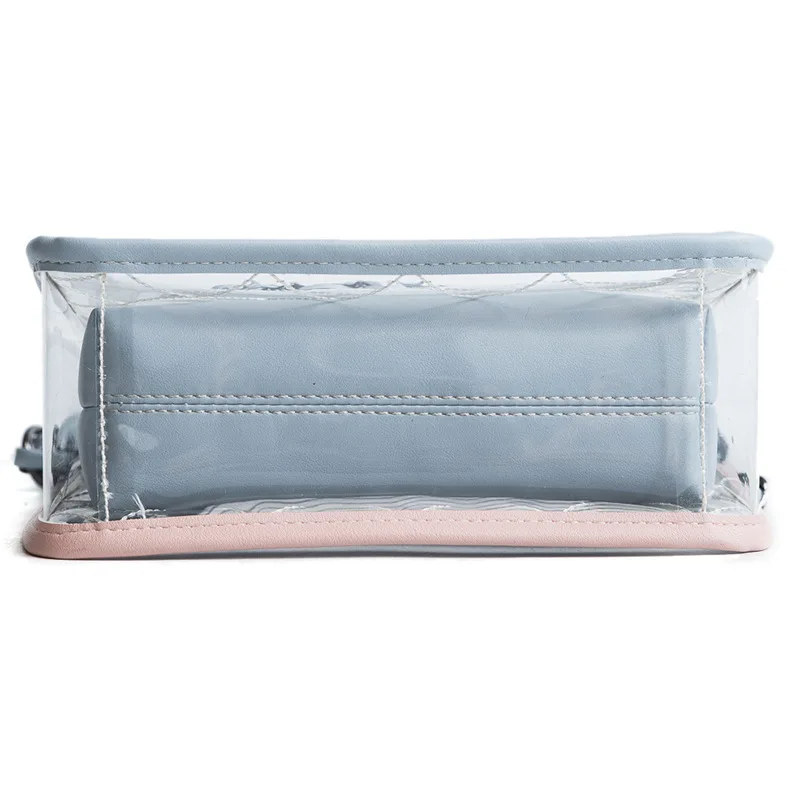 Eco Vegan Pu Leather Stylish Ladies Clear Jelly Clutch Purse Shoulder Bag Tote Transparent Handbags Sets 2 In 1 For Women