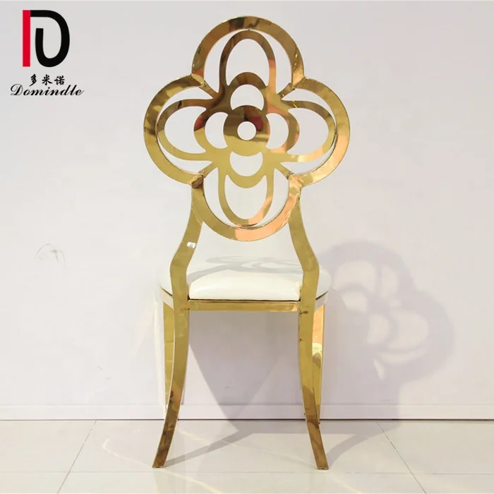 Stainless steel frame fancy flower shape leather gold chair metal