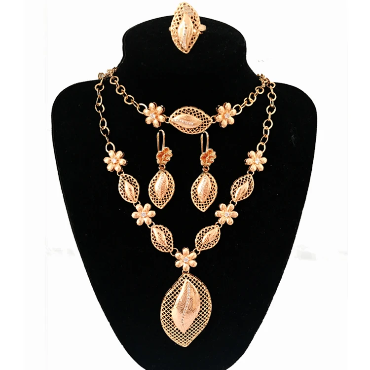 Romooz Latest Design dubai Gold Plated Wholesale Artificial Jewellery Set I Love You Heart Shaped zircon Jewelry Set