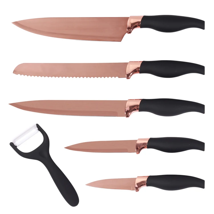 6pcs golden kitchen knife