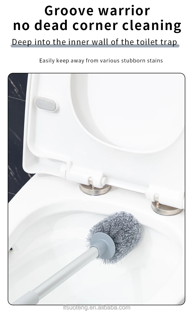 Bathroom Cleaning Tool Cleaning Brush Wall Hanging Soft Bristle Toilet Brush With Aluminum Long Handle