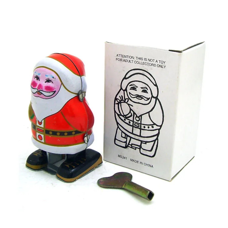 EE1327 Classic Mechanical Wind up Toy Robots Santa Claus Handmade Vintage Winder Tin Collection Clockwork Robot