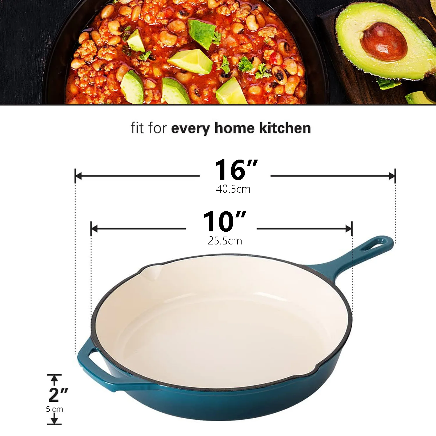 10 inch blue enamel cast iron frying pan