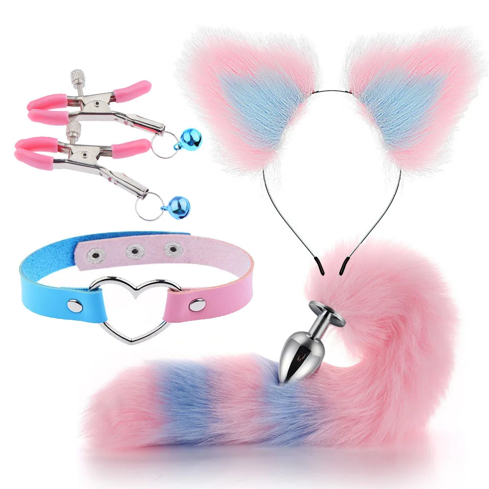 4Pcs Cat Ears Headband Fox Tail Anal Butt Plug Anal Toy Juguete Sexual Adult Sex Toys For Woman Couples Games