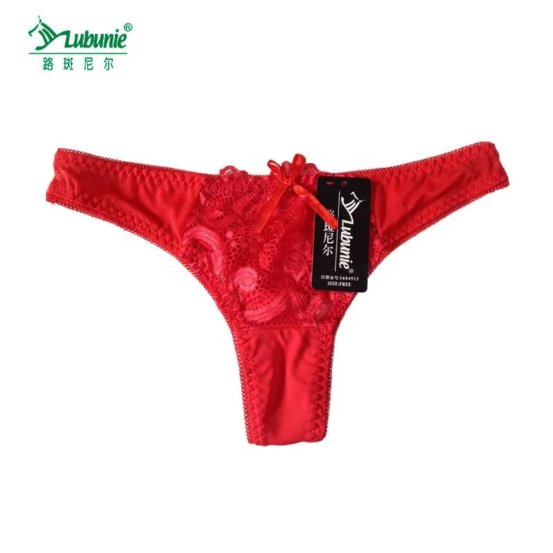 LUBUNIE Cheap good quality women sexy lace g-string transparent panties