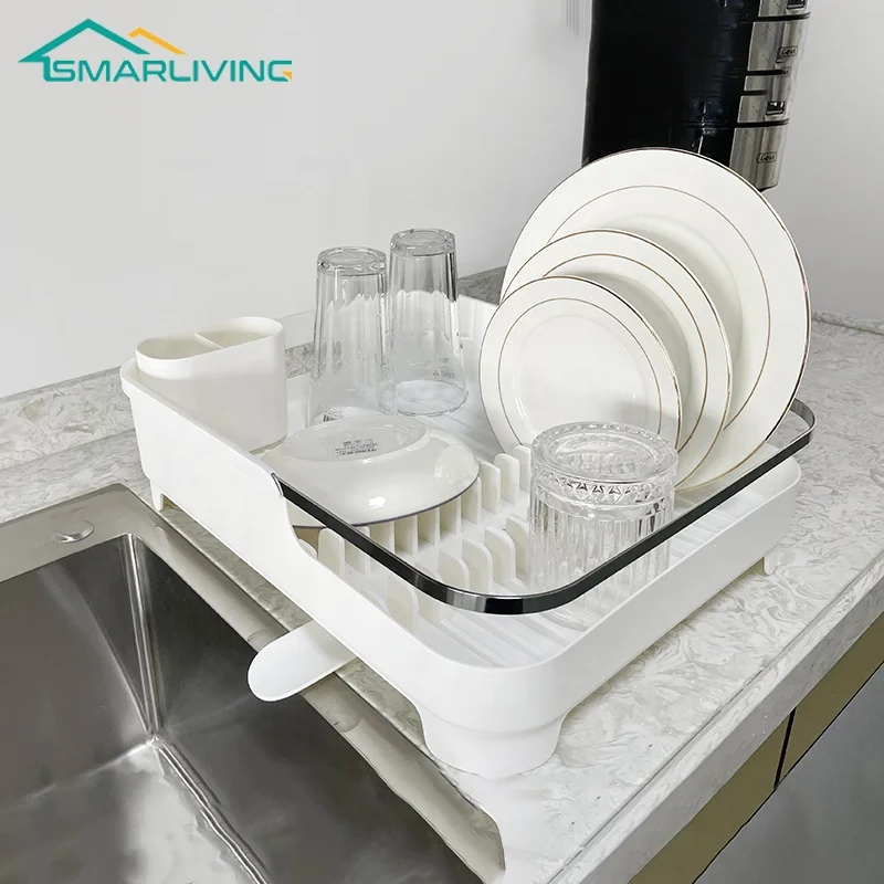 2024 New Kitchen Dish Drying Rack  High-capacity Plastic Dish Rack With Utensil Holder