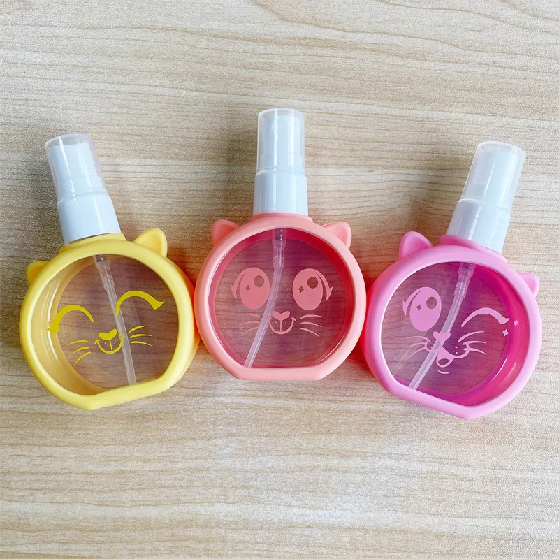 Hot sale 55ml pink yellow bottle cute animals design PET spray bottle with silicone cover