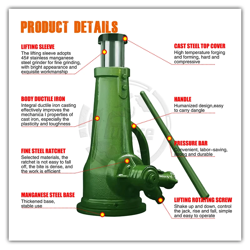 25Ton Manual Screw Jack Heavy Duty Hydraulic Bottle Jack/Stand Container Lifting For Car