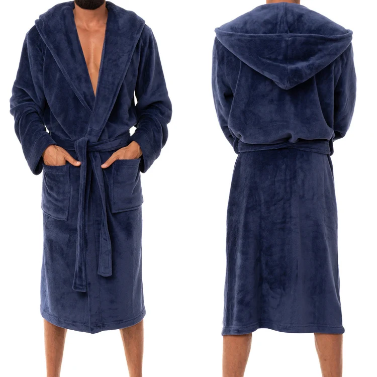 Long Hotel Bathrobes Wholesale Warm Super Soft Microfiber Fleece Bathrobe 100% Polyester Shower Spa Robe With logo