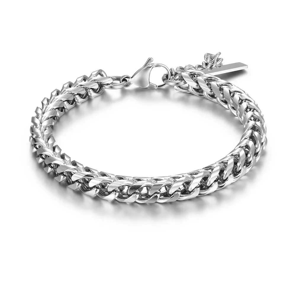 wholesale Woven keel chain men bracelet titanium steel  fashion men hip hop accessories non tarnish stainless steel jewelry