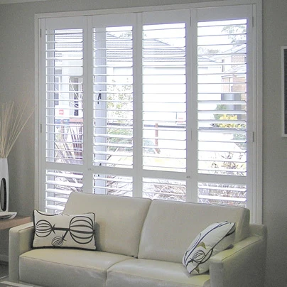 
French Door Wooden Louver White Custom Made Plantation Shutters 