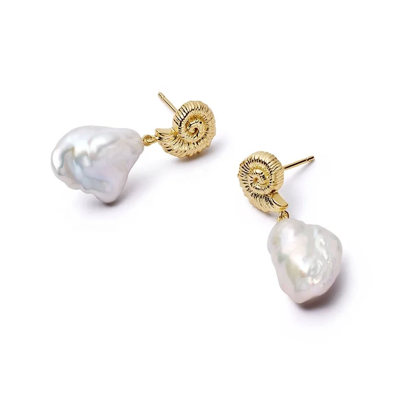 Gemnel new arrival women 925 silver jewelry fashion freshwater baroque pearl drop earrings