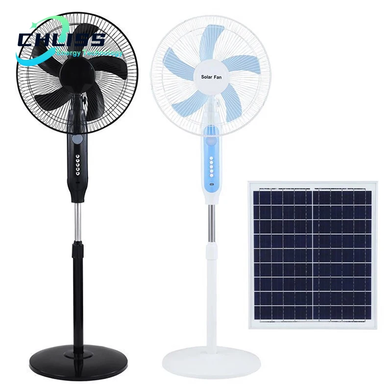 Chliss large rechargeable 16 inch solar panel powered ac dc home standing fan  low price car solar fan