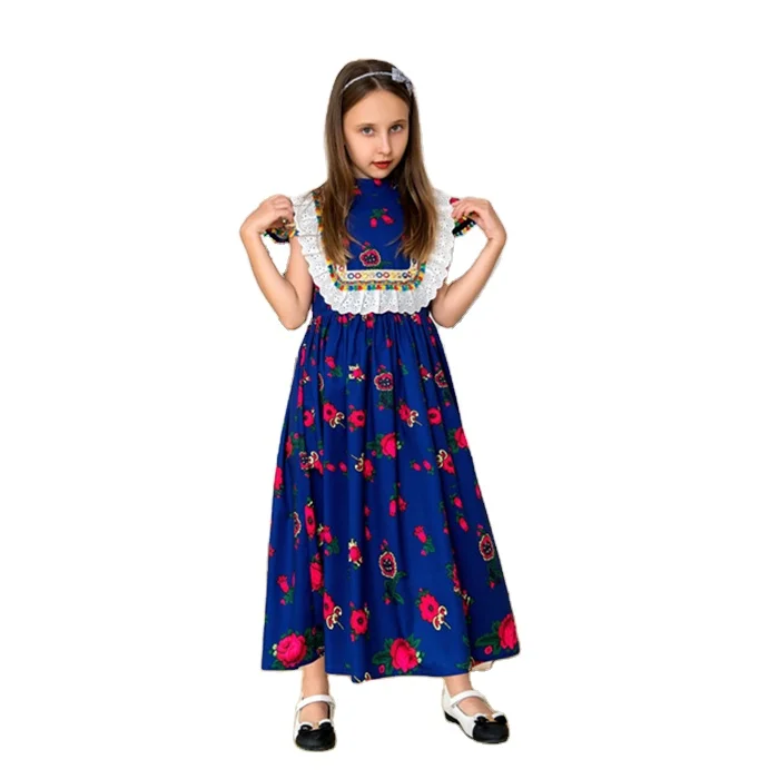 New Arrival Abaya Dubai Summer Short Sleeve Dress Fashion Girls Muslim Clothes Kids Islamic Modest Clothing