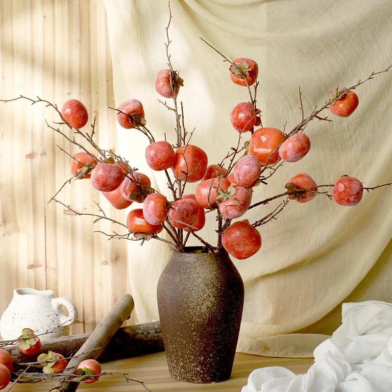 Wholesale artificial fruit Persimmon branch for home indoor outdoor wedding decoration