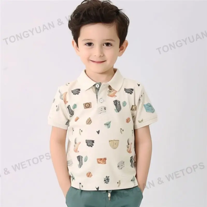2025 KID Clothing Summer&Spring Breathable Fabric Kids Shirts 2-8Y 100%Organic Cotton Boys T-Shirts&Polo Shirts