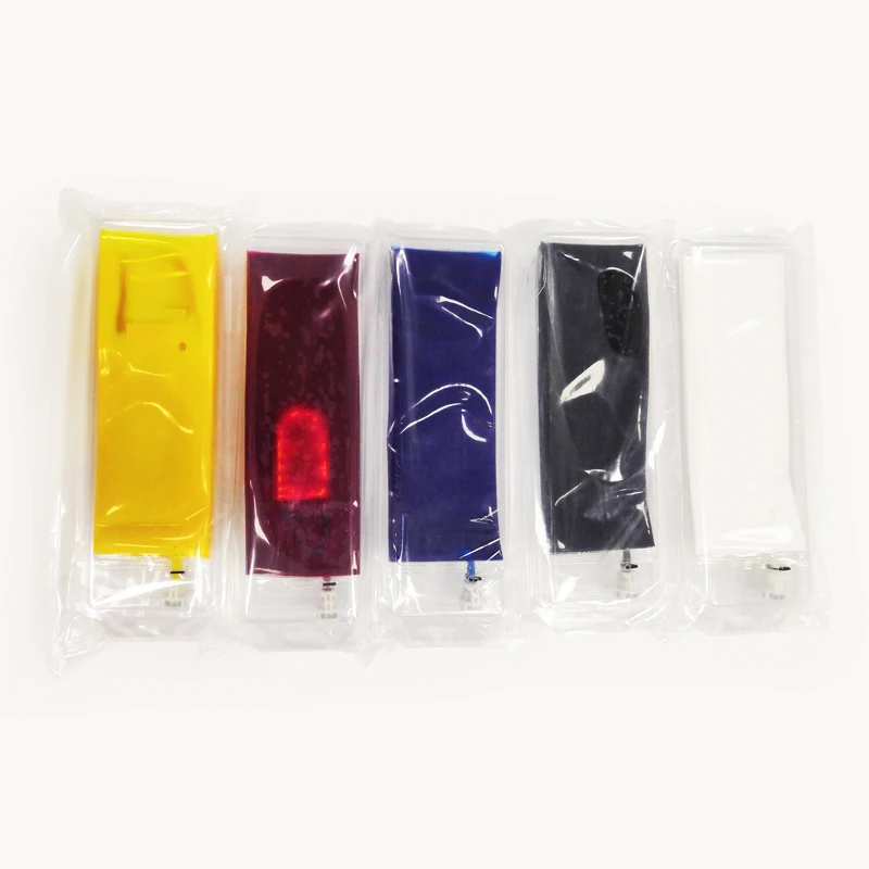 Ocbestjet 5 Colors 380ML/PC PC GT3 GT-381 DTG White Textile Ink for Brother Dtg Printer