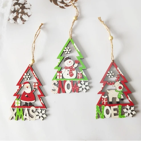 New Christmas Decoration Products Wooden Tree Frame Cartoon Pendant Creative Cartoon Elderly Tree Pendant