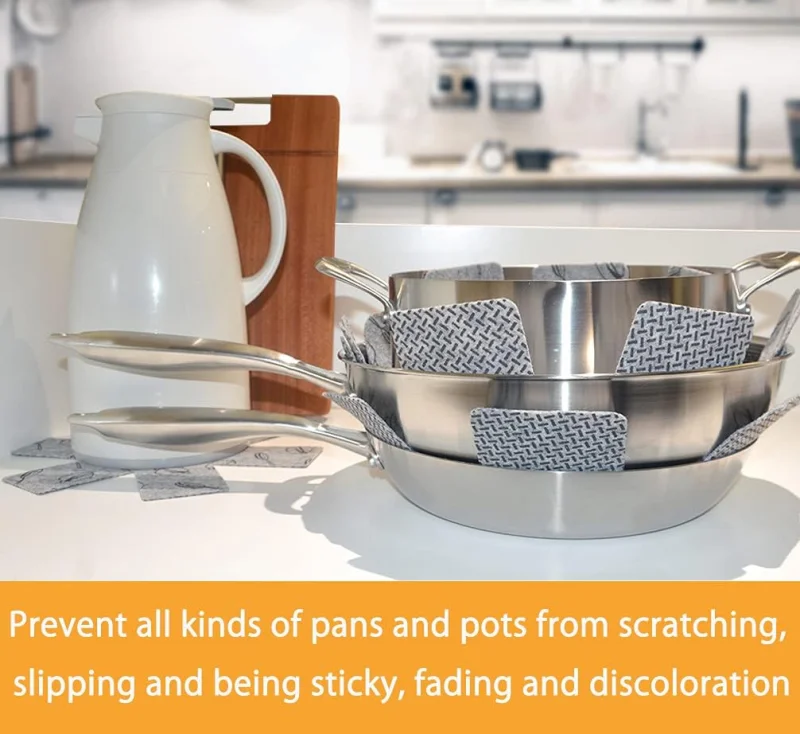 Felt Pan Protector Separator for Stacking All Clad to Prevent Scratching Anti Slip Non-Stick Pans Cookware Accessories Set of 12