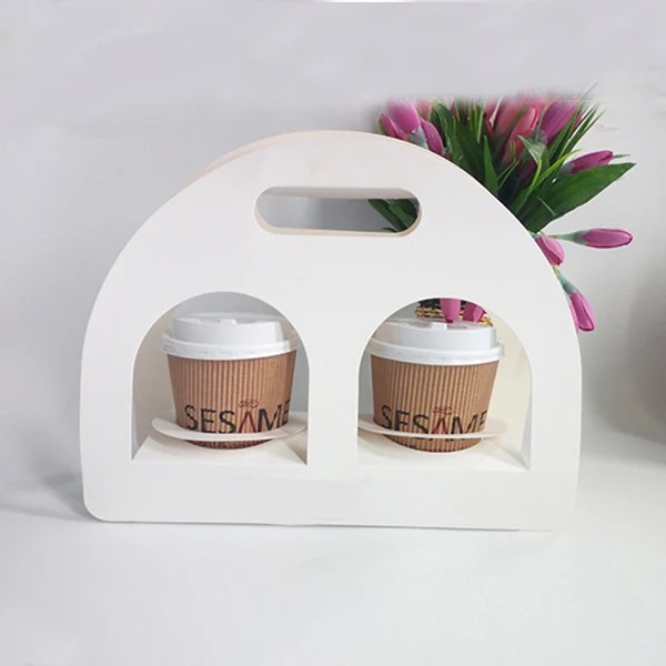 China hotsale take away disposable corrugated paper coffee cup drink carrier paper cup holder with handle