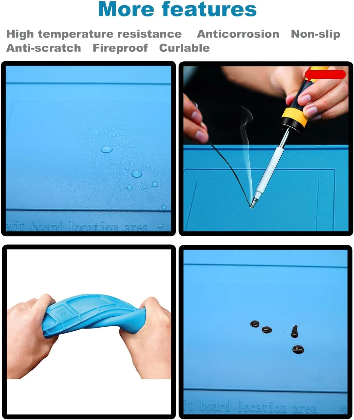 Anti Static Electronic Repair Work Mat for BGA and Gun Iron Workbench Cell Phone Laptop, Silicone Soldering Mat