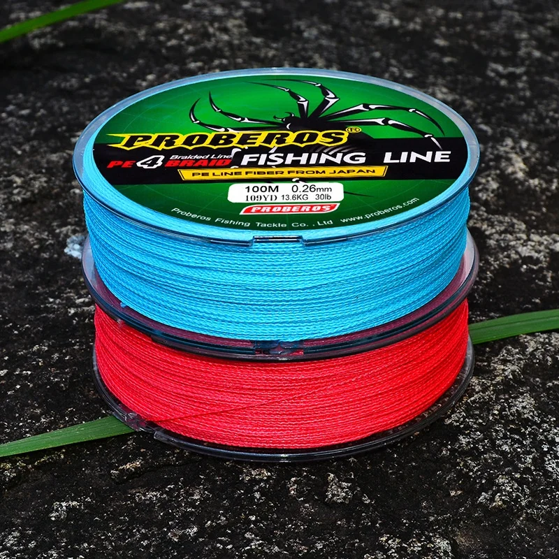 Proberos High Quality 4 Stands Braid 100m Multifilament 100lb Strong PE Carp Fishing Line For Sea
