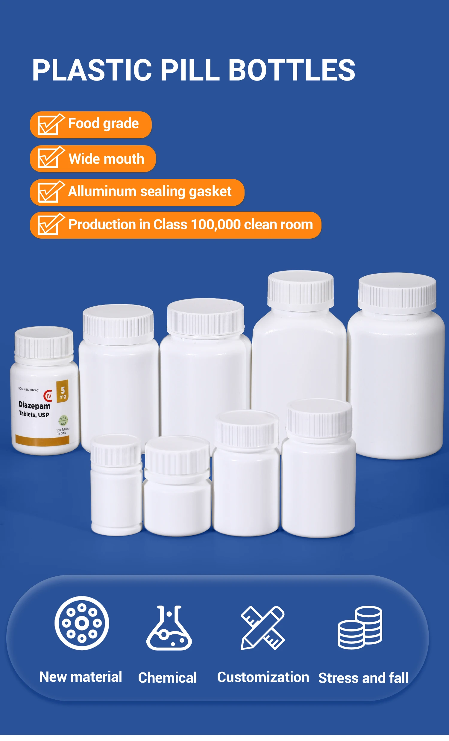 Empty Pharmaceutical capsule pill bottle White 30ml HDPE Plastic 30cc Medicine Bottle Capsule Supplement Vitamin Tablets Bottle