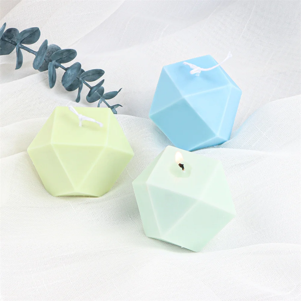 Hot Selling Diamond Cup Candles Molds Supplies Stereo Polyhedral Prism Gypsum Decor Geometric Polygon Ball Resin Moulds Silicone