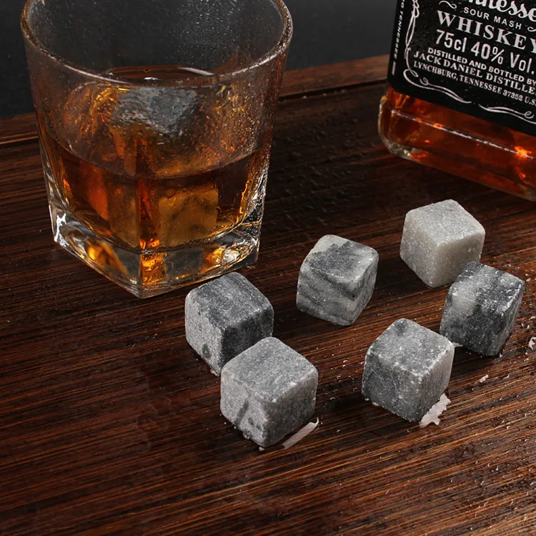 Whiskey Stone Marble Reusable Ice Cubes Natural Unique Whiskey Stones For Beverages Cocktail Chilling