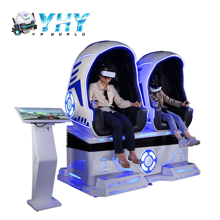 Factory Commercial Kids Play Indoor Game Cinema 2 Seats Virtual Reality Roller Coaster Simulator 9D Egg Chair VR