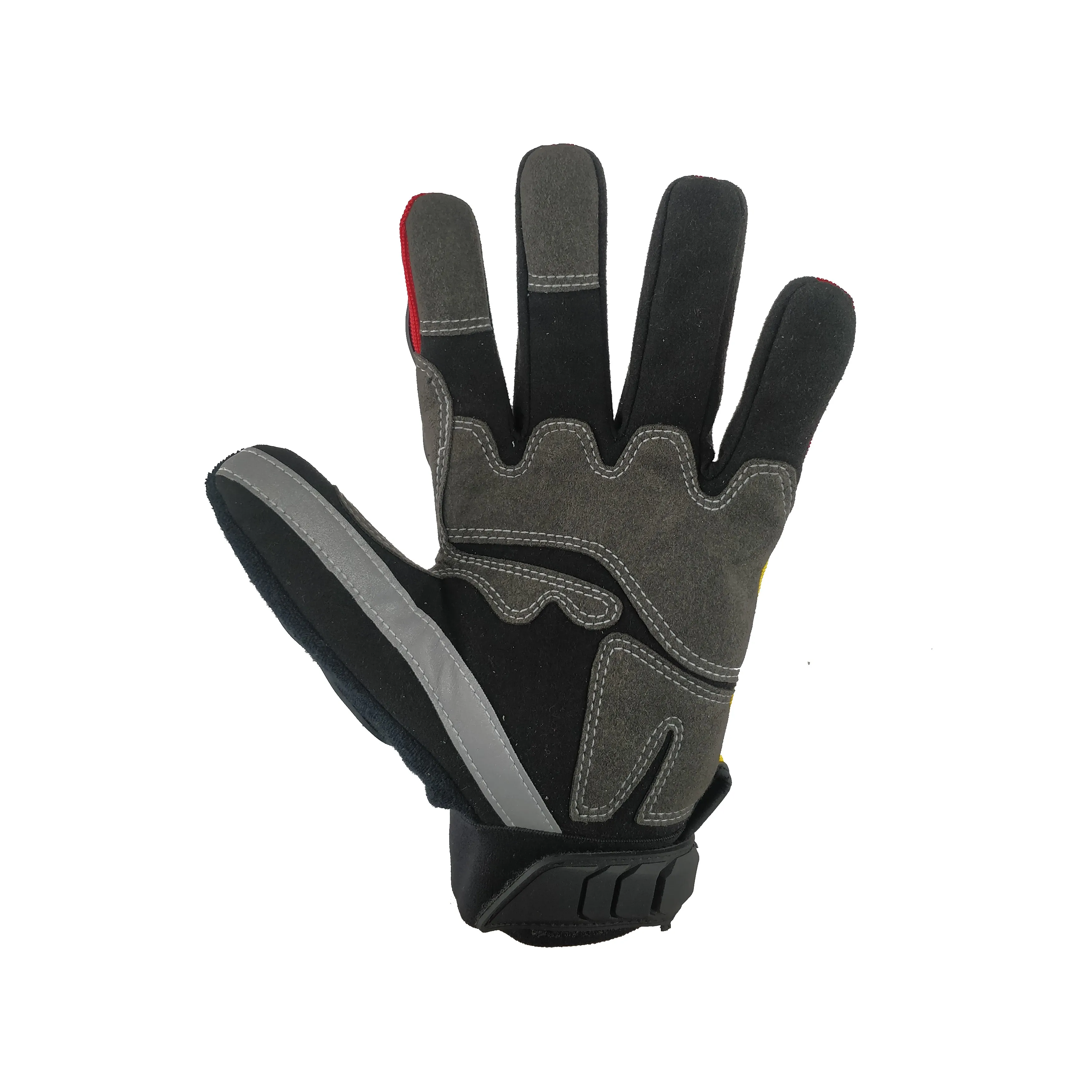 Microfiber synthetic leather pad palm safety work wholesale touch screen anti impact mechanics gloves