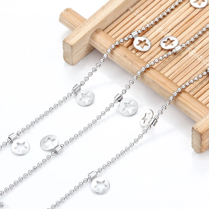 New Arrival Small Bead Chain For Women Men Star Shape Clip Unique Design Tiny Beads Stainless Steel Chain For DIY Jewelry