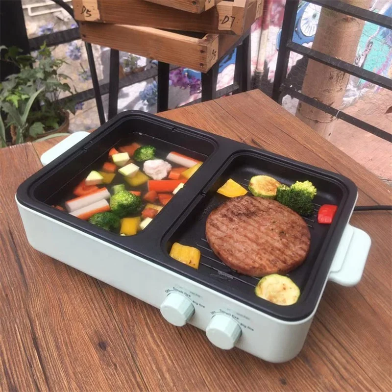 
household mandarin duck pot Frying Pan with tempered glass smokeless hotpot hot sale wok pans instant cooking pot 